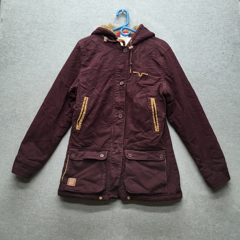 Kimes Ranch Men Jacket XL Burgundy AWA Western Embroidered Sherpa Faux Fur